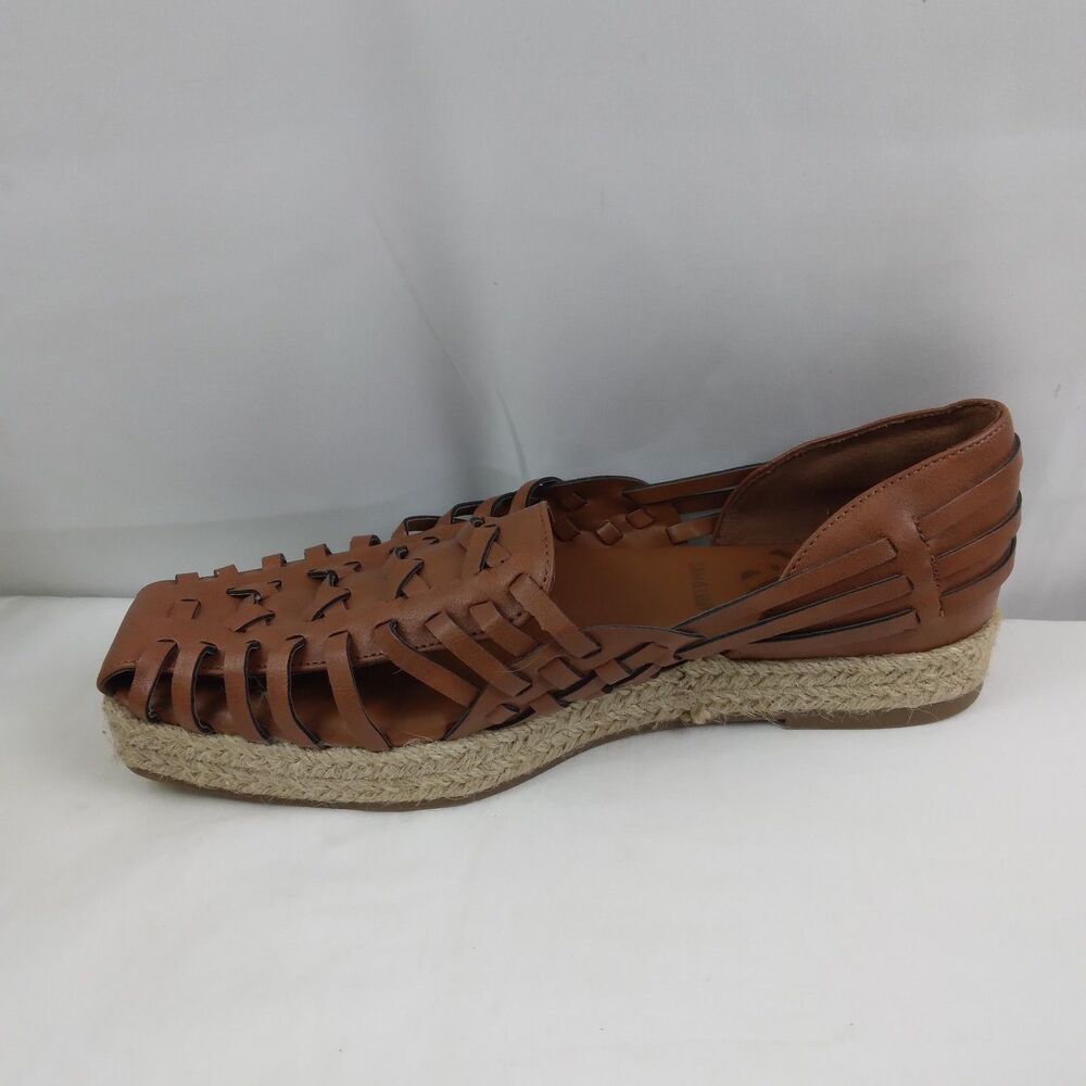Sam & Libby Woven Espadrille Loafers Cognac Brown Square Toe Coastal Boho 8 - Picture 7 of 10